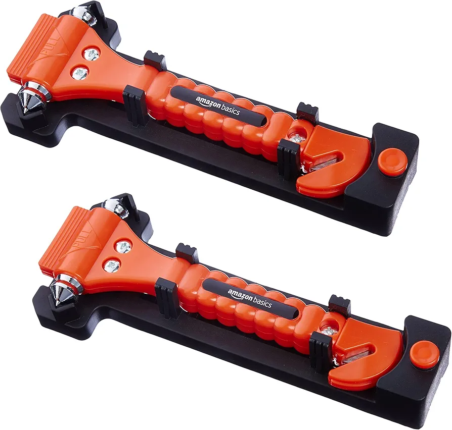 Amazon Basics Emergency Escape Tool, Window Breaker and Seatbelt Cutter,