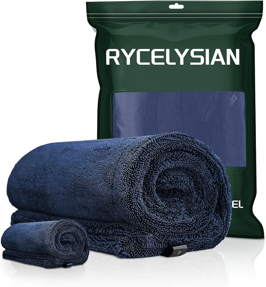 2-Pack 1500GSM Microfiber Drying Towel for Car 24"x36" & 11.8"x11.8"（Blue）