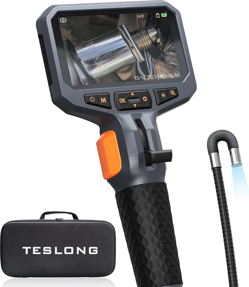 Teslong Two-Way Articulating Borescope with Light, Industrial Endoscope Inspection Camera with