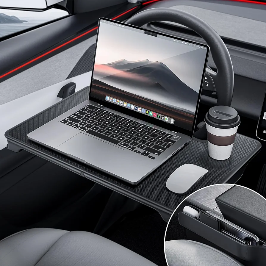 YONZEE 2-in-1 Car Steering Wheel Desk Tray & Car Seat Gap Filler
